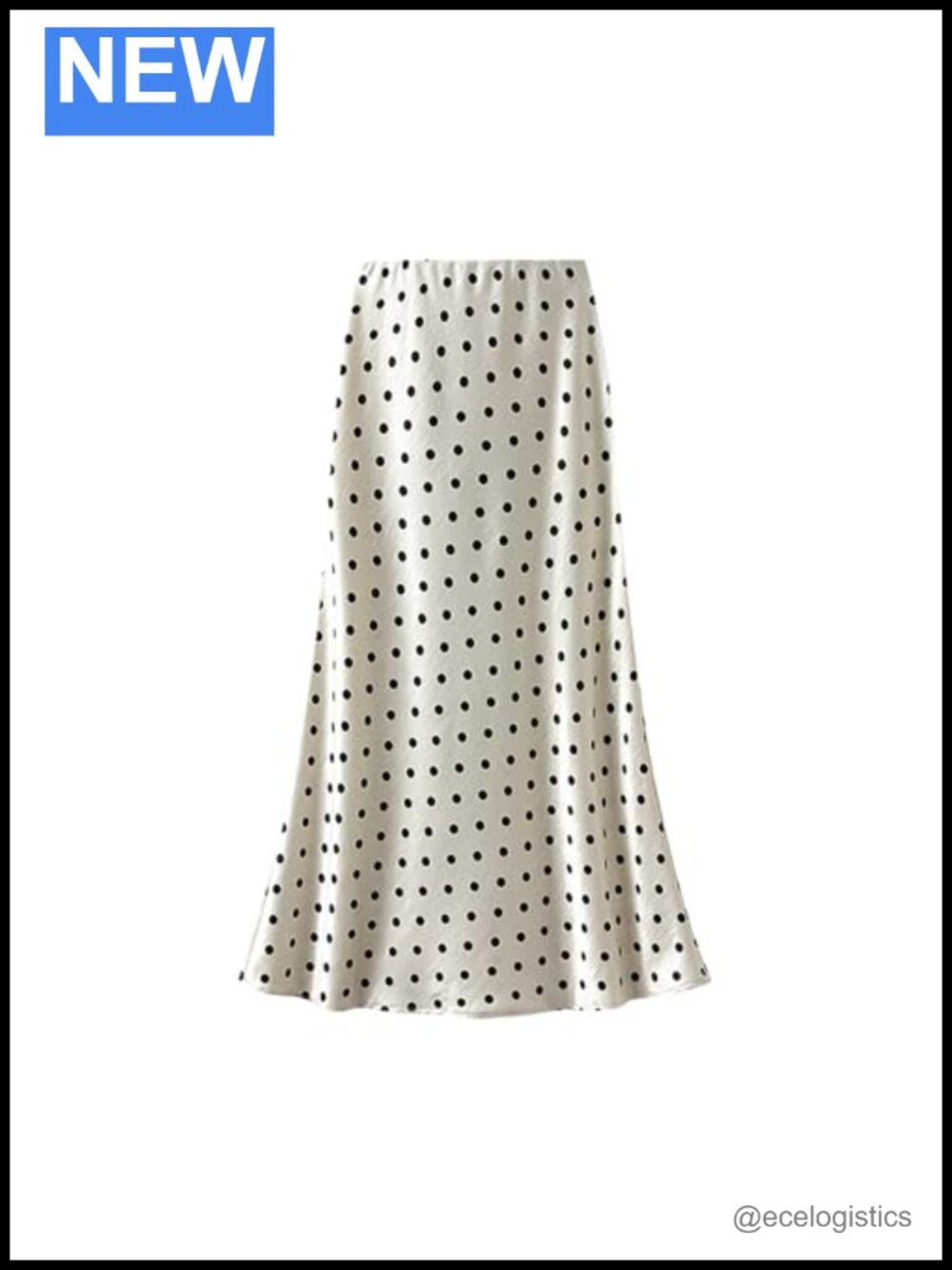Elegant Polka Dot Satin Maxi Skirt Elastic Waist A-Line Flowy